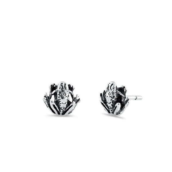 Sterling Silver Frog Stud Earrings