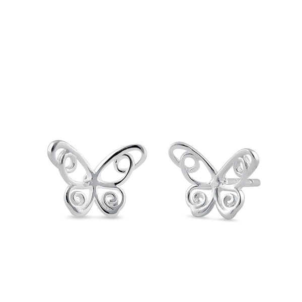 Sterling Silver Cute Butterfly Stud Earrings