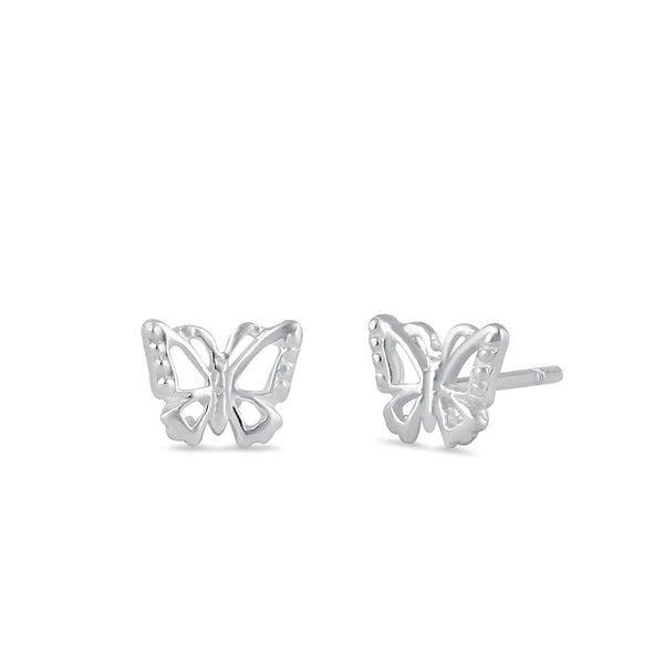Sterling Silver Dainty Butterfly Stud Earrings