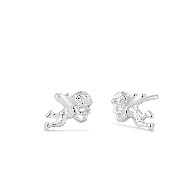 Sterling Silver Cupid Stud Earrings