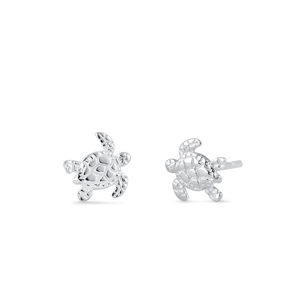 Sterling Silver Turtle Stud Earrings