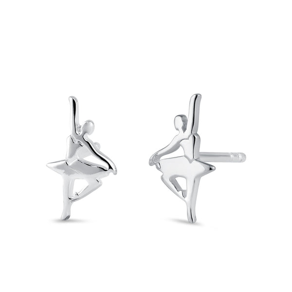 Sterling Silver Ballerina Stud Earrings