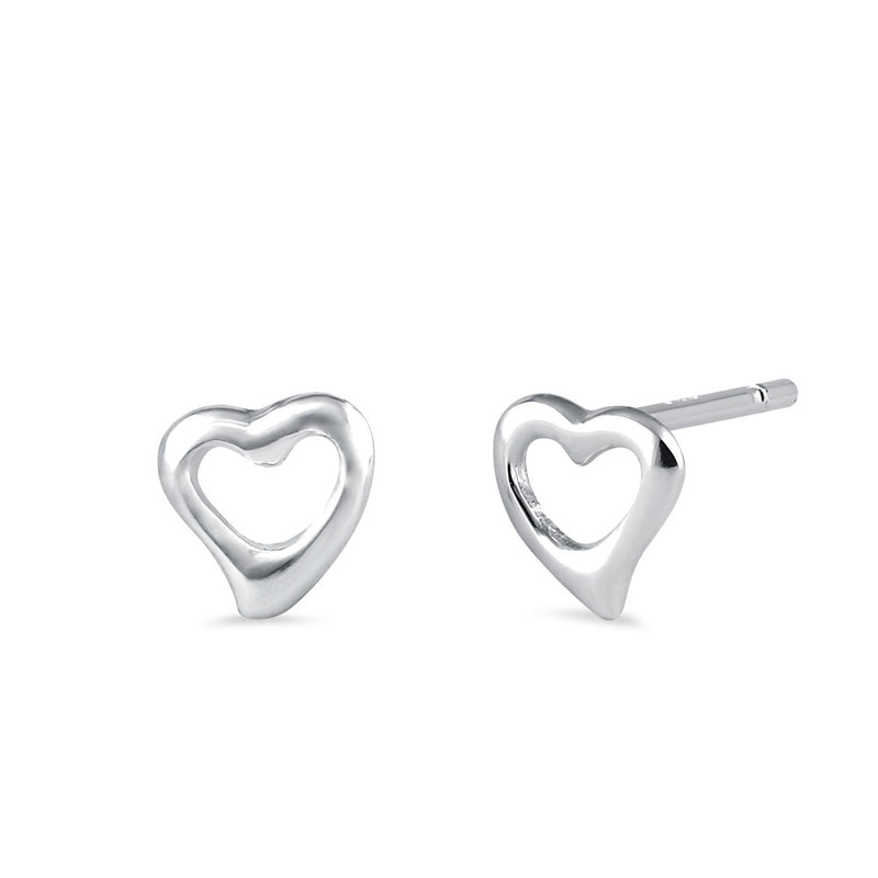 Sterling Silver Dainty Heart Stud Earrings