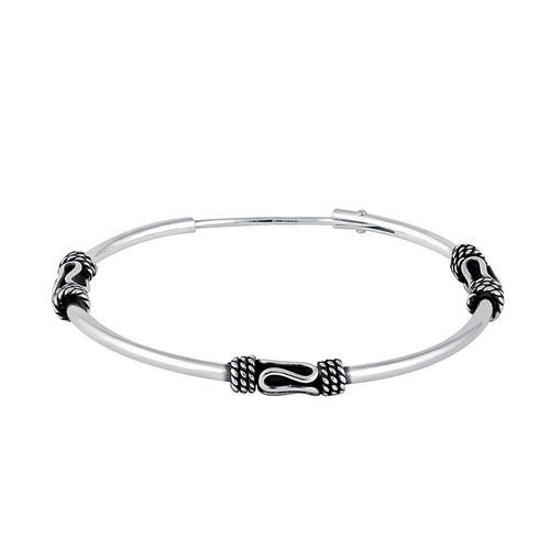 Sterling Silver 1.2mm x 30.0mm Bali Rope and Swirl Hoop Earrings