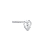 Sterling Silver Cross in Heart Stud Earrings