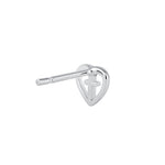 Sterling Silver Cross in Heart Stud Earrings