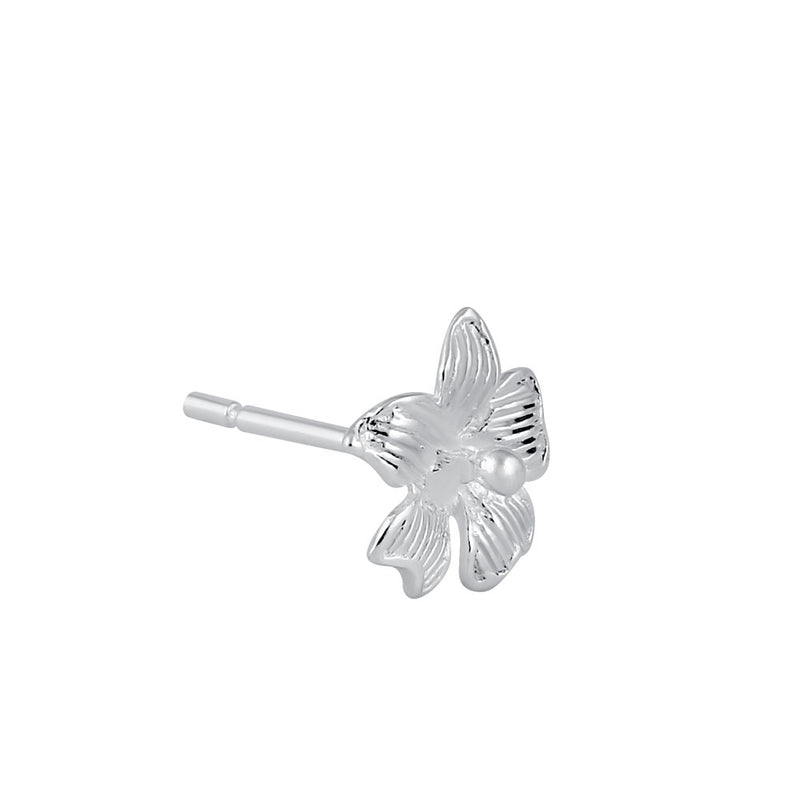 Sterling Silver Hibiscus Flower Stud Earrings