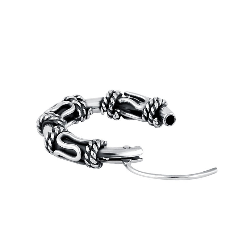 Sterling Silver Bali Rope and Swirl Hoop Earrings