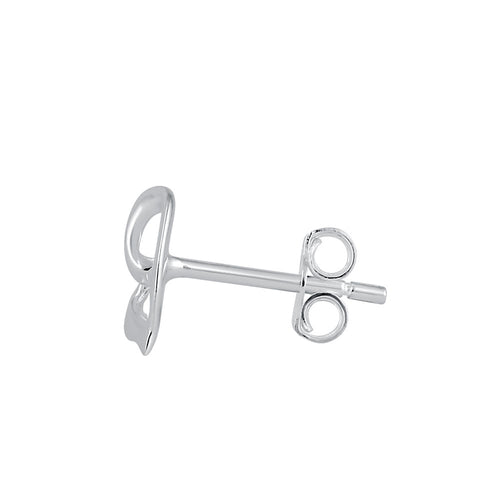 Sterling Silver Cursive Heart Stud Earrings