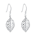 Sterling Silver Trendy Leaf Dangle Earrings