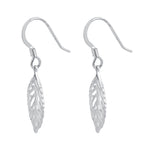 Sterling Silver Trendy Leaf Dangle Earrings