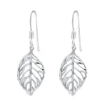 Sterling Silver Trendy Leaf Dangle Earrings