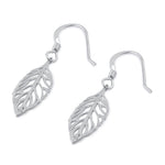 Sterling Silver Trendy Leaf Dangle Earrings