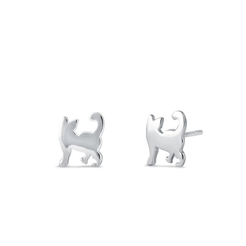 Sterling Silver Cat Earrings