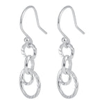 Sterling Silver Circular Diamond Cut Links Dangle Earrings