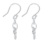 Sterling Silver Circular Diamond Cut Links Dangle Earrings