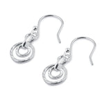 Sterling Silver Circular Diamond Cut Links Dangle Earrings