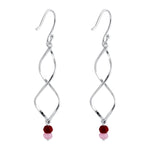 Sterling Silver Double Twist and Pink and Ruby Bead Earrings