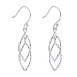 Sterling Silver Hammered Marquise Twist Earrings