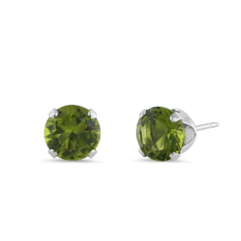 1.5ct Sterling Silver Round Peridot CZ Stud Earrings 6mm