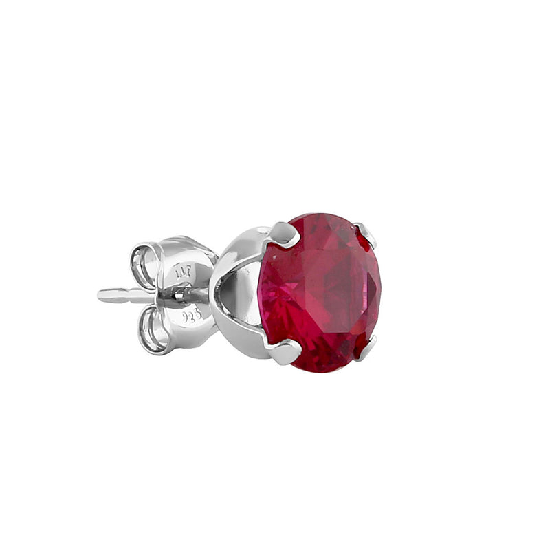 0.5ct Sterling Silver Round Ruby CZ Stud Earrings 4mm