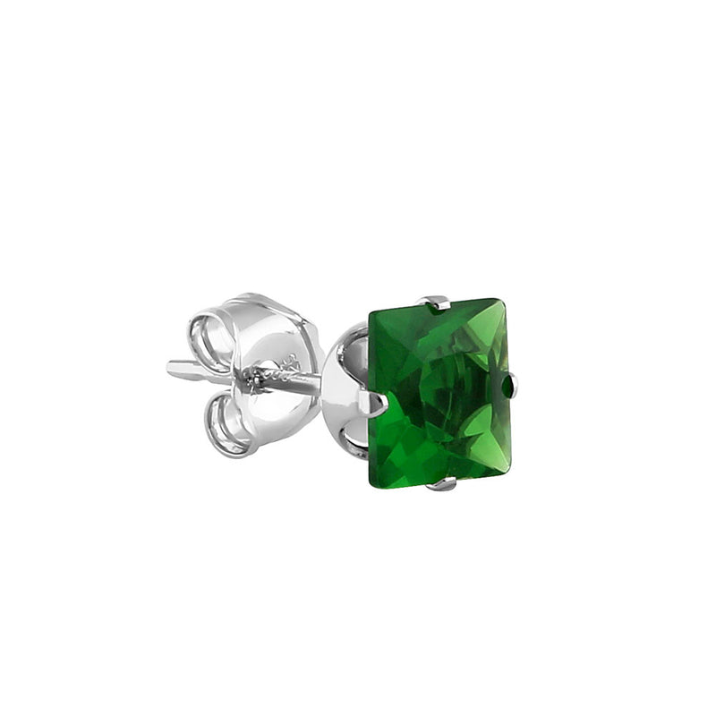 1.4ct Sterling Silver Green Square CZ Stud Earrings 5mm