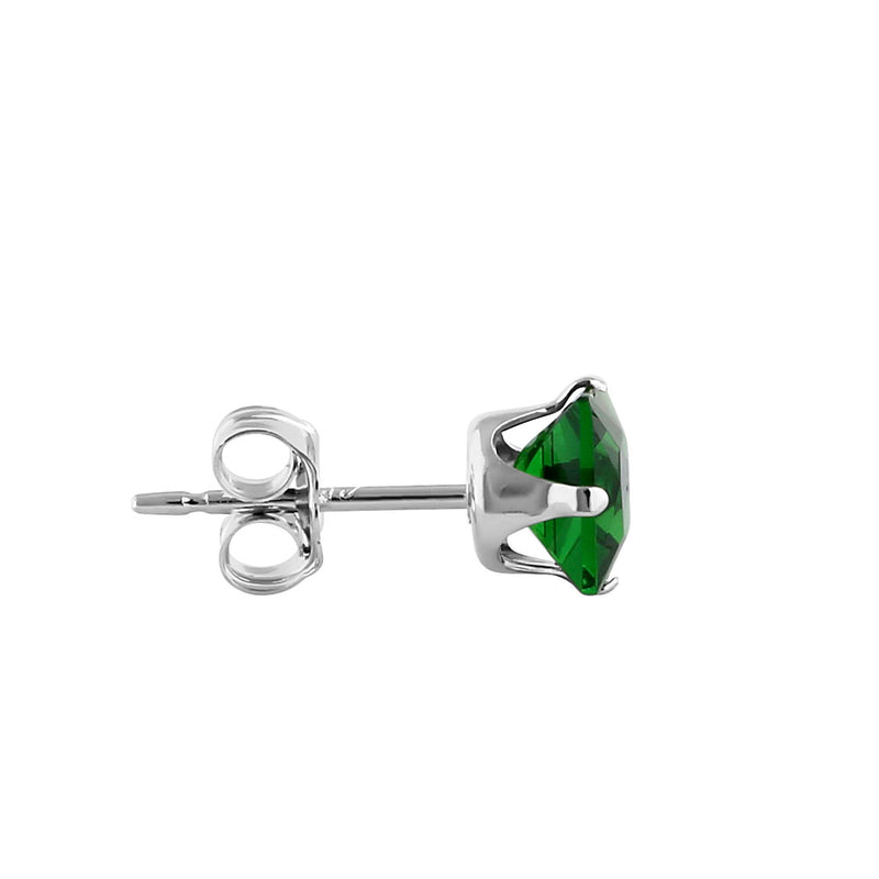 1.4ct Sterling Silver Green Square CZ Stud Earrings 5mm