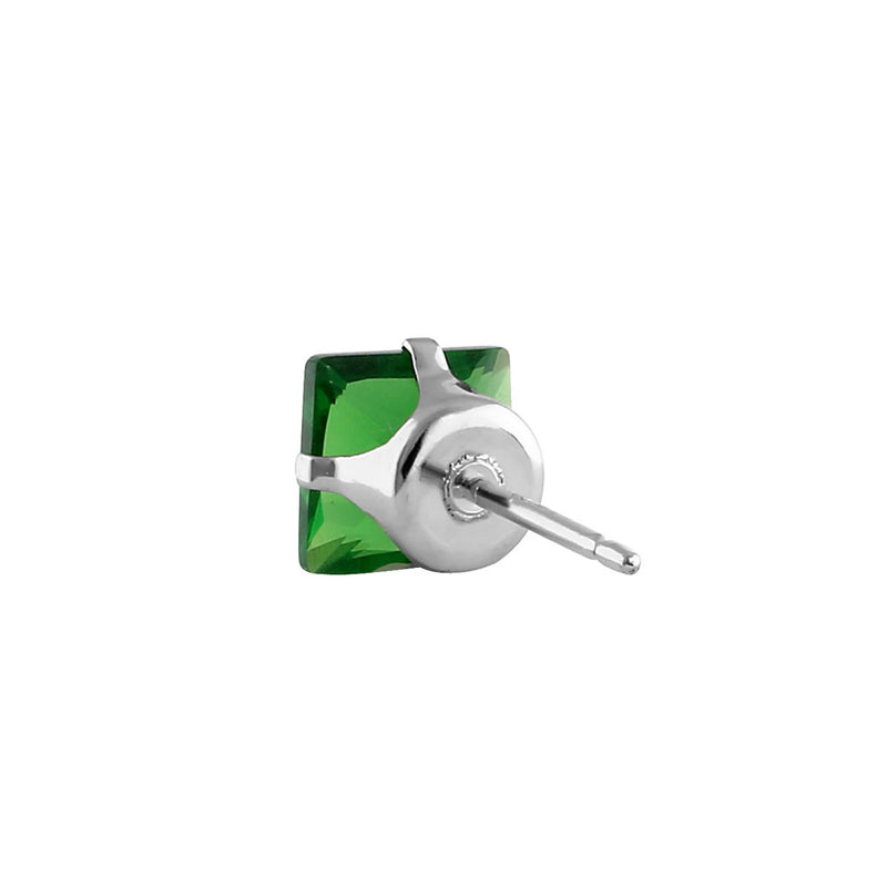 1.4ct Sterling Silver Green Square CZ Stud Earrings 5mm
