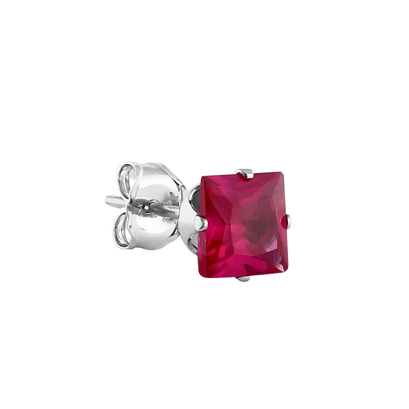 0.8ct Sterling Silver Ruby Square CZ Stud Earrings 4mm
