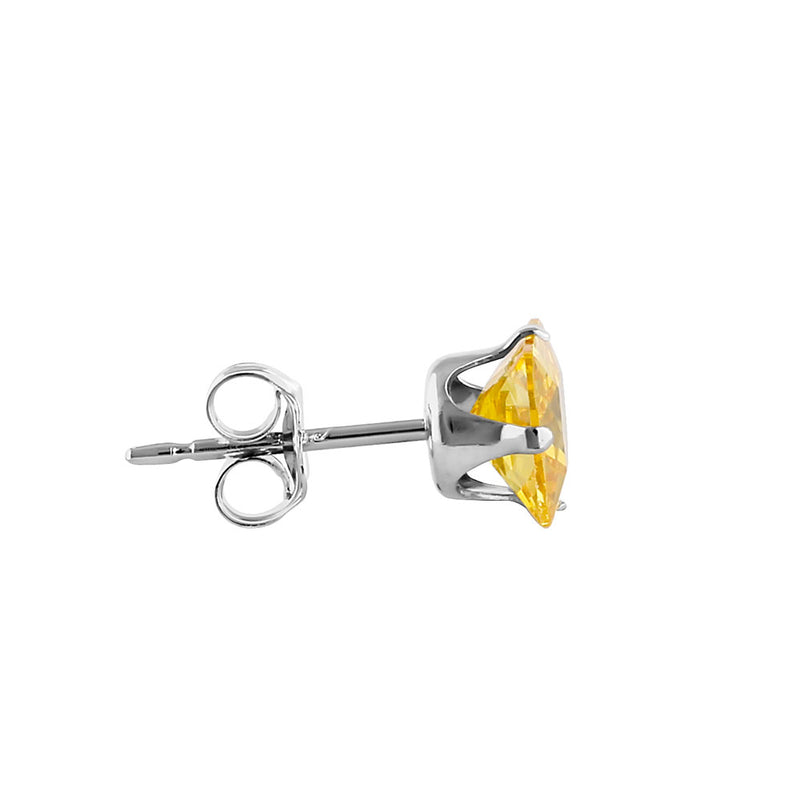 1.4ct Sterling Silver Yellow Square CZ Stud Earrings 5mm