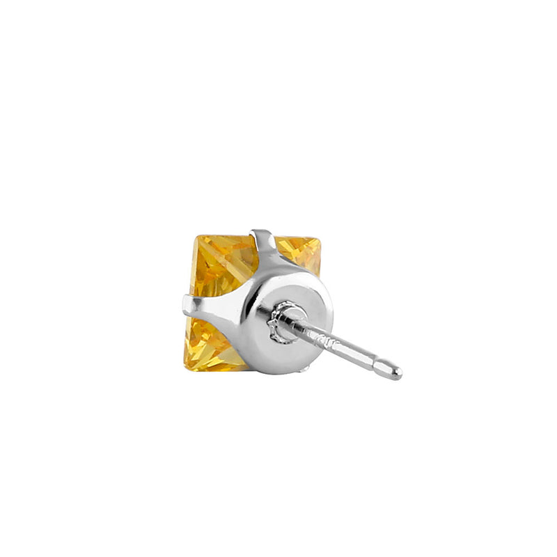 1.4ct Sterling Silver Yellow Square CZ Stud Earrings 5mm