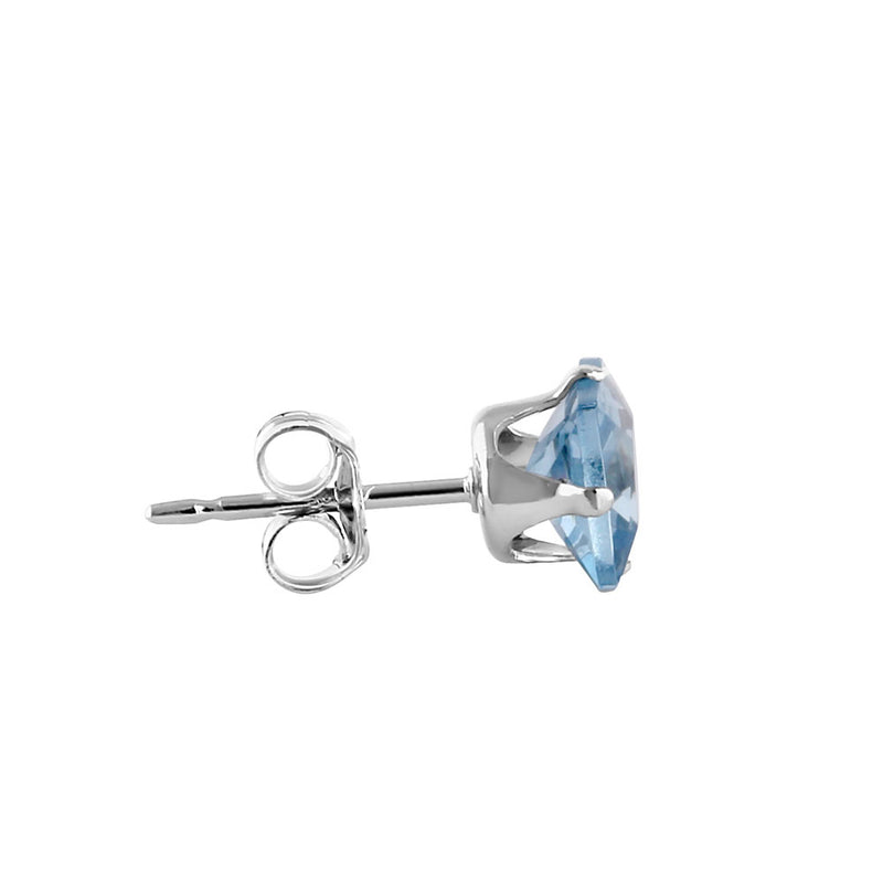 1.4ct Sterling Silver Aquamarine Square CZ Stud Earrings 5mm