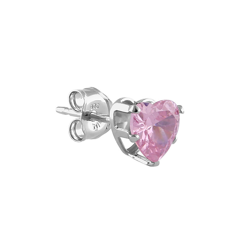 0.44ct Sterling Silver Pink Heart CZ Stud Earrings 5mm