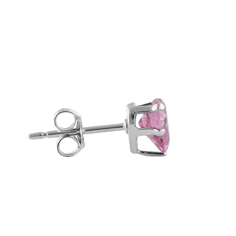 0.44ct Sterling Silver Pink Heart CZ Stud Earrings 5mm