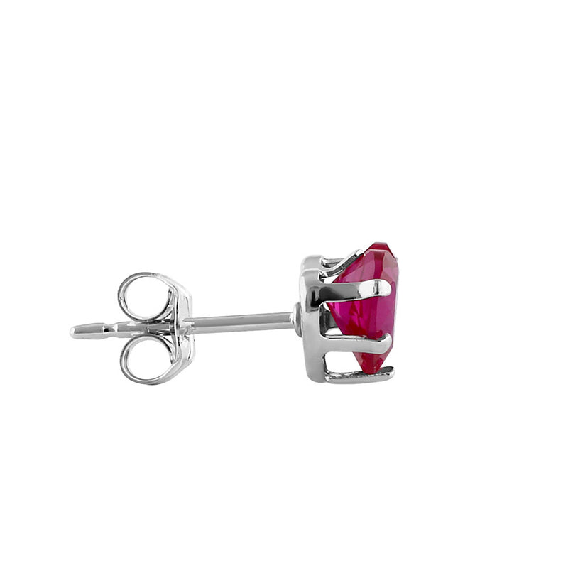 0.44ct Sterling Silver Ruby Heart CZ Stud Earrings 5mm