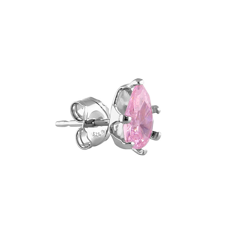 0.8ct Sterling Silver Pink Pear CZ Stud Earrings 6mm x 4mm