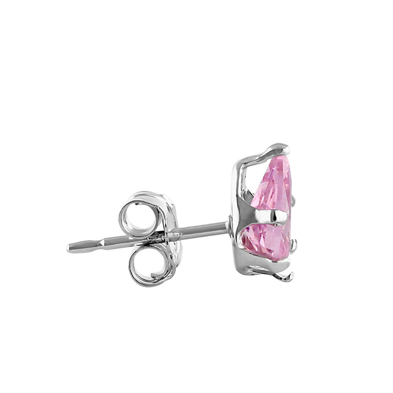 0.8ct Sterling Silver Pink Pear CZ Stud Earrings 6mm x 4mm