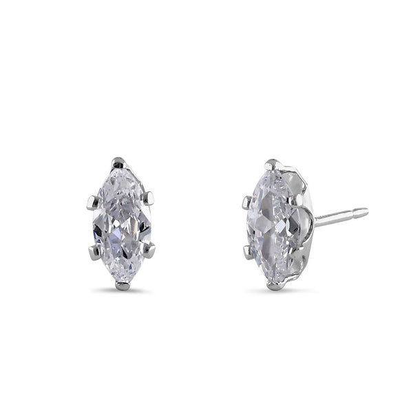 0.35ct Sterling Silver Clear Marquise CZ Stud Earrings 7mm x 3.5mm