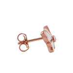 Sterling Silver Rose Gold White Lab Opal Butterfly CZ Earrings