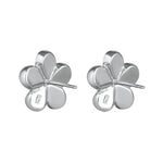 Sterling Silver Flower Dark Green Lab Opal Stud Earrings