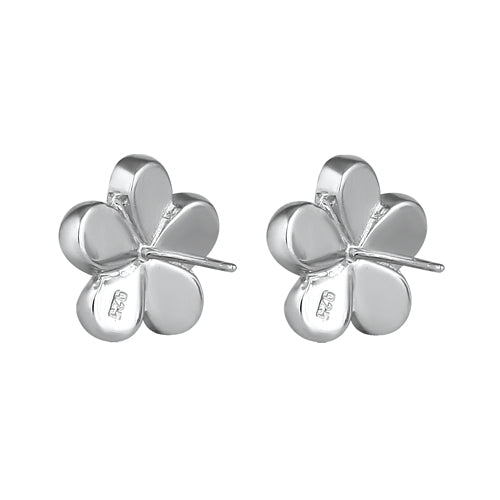 Sterling Silver Flower Dark Green Lab Opal Stud Earrings