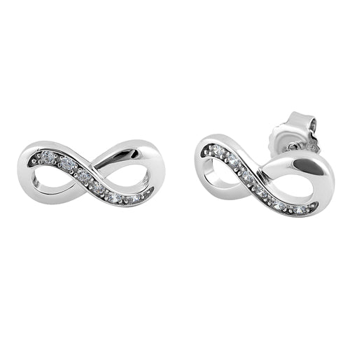 Sterling Silver Infinity CZ Stud Earrings