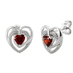Sterling Silver Red Heart CZ Earrings