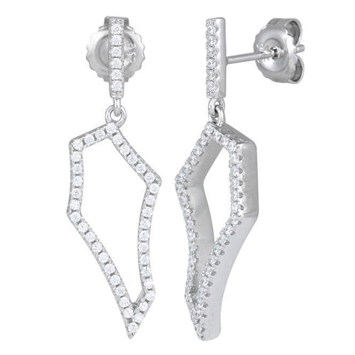 Sterling Silver Abstract CZ Dangle Earrings