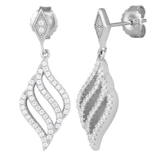 Sterling Silver Flame CZ Dangle Earrings