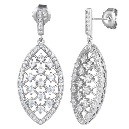 Sterling Silver Marquise CZ Dangle Earrings