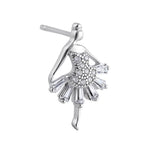 Sterling Silver Clear CZ Ballerina Stud Earrings