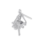 Sterling Silver Clear CZ Ballerina Stud Earrings