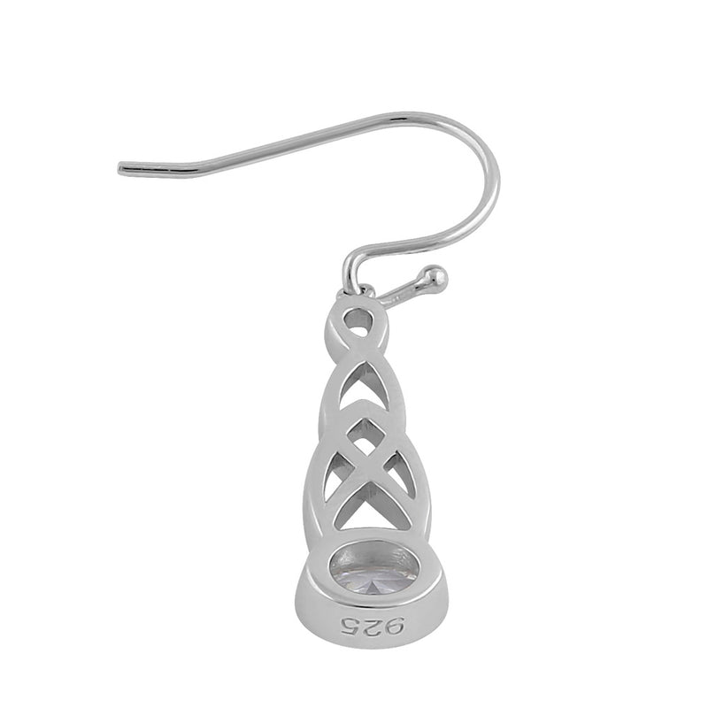 Sterling Silver Celtic Dangle Clear CZ Earrings