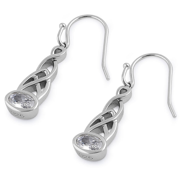 Sterling Silver Celtic Dangle Clear CZ Earrings